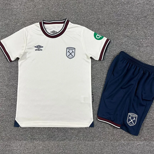 25-26 West Ham Away Kids Soccer Jersey 1:1 Thai Quality
