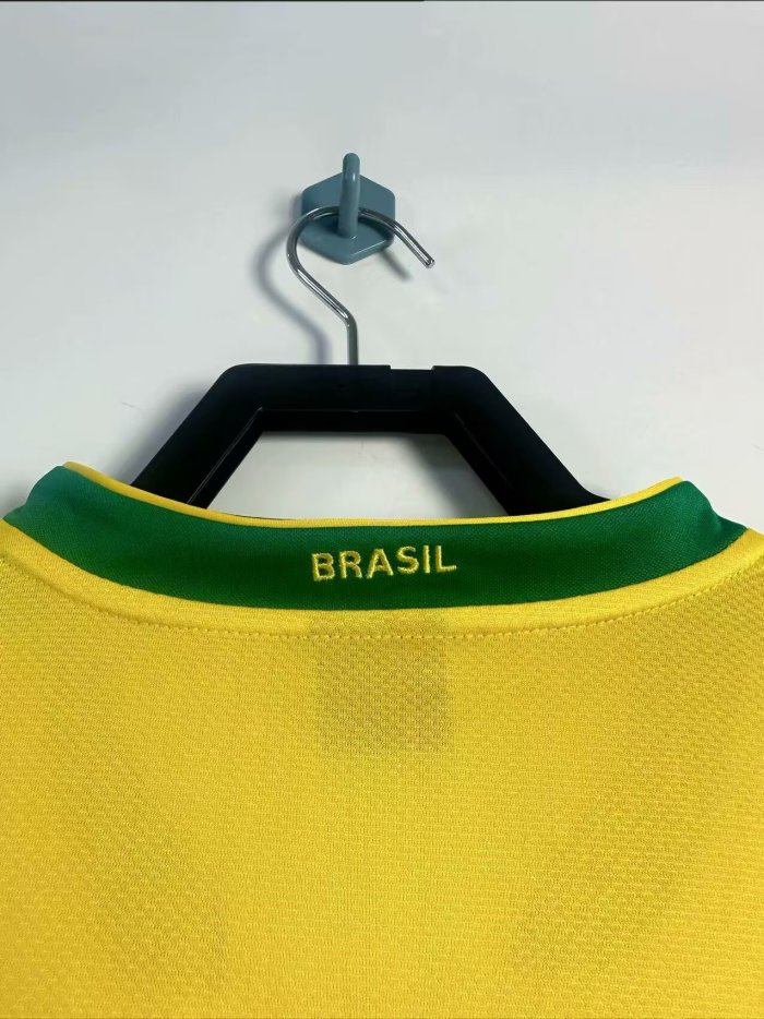 2006 Brazil Home Long sleeves Retro Soccer Jersey 