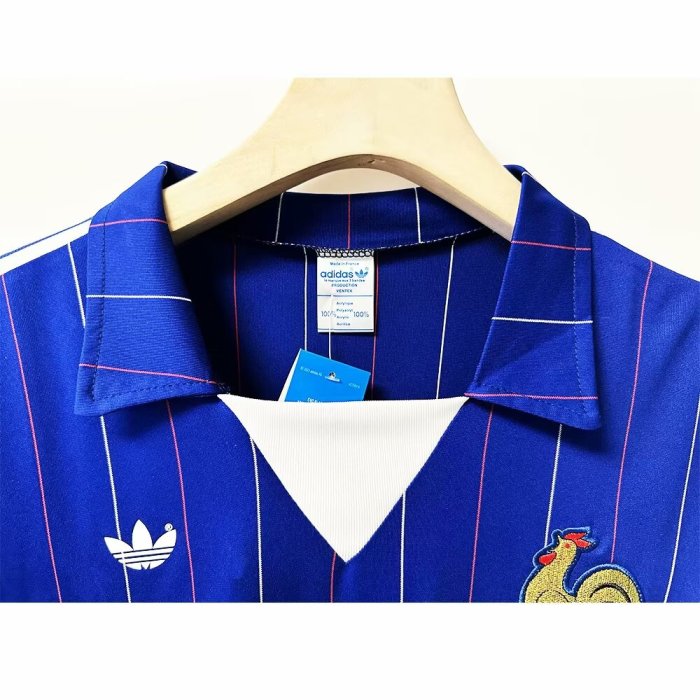 1980 France Home Retro Long Sleeves Soccer Jersey