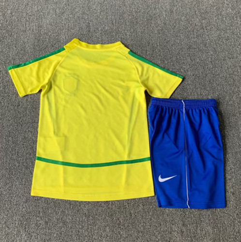 2002 Brazil Home Retro Kids Soccer Jersey