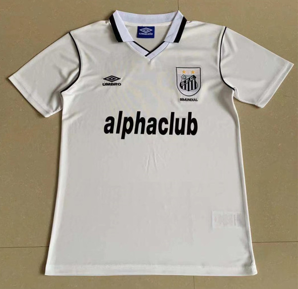2001 Santos FC Home White Retro Soccer Jersey