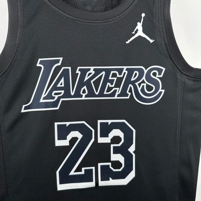 LAKERS JAMES #23 Black Top Quality Hot Pressing NBA Jersey