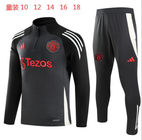 24-25 Man Utd High Quality Kids Half Pull Tracksuit