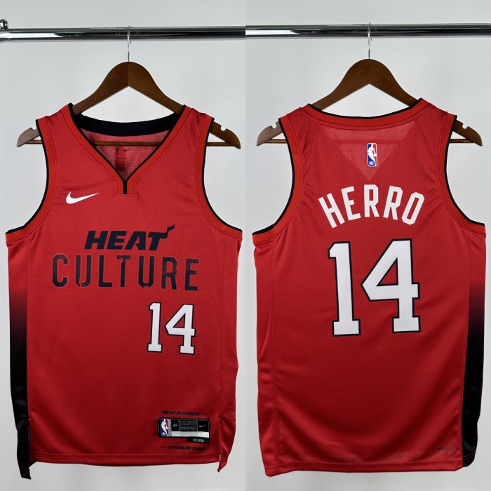 24-25 HEAT HERRO #14 Red City Edition Top Quality Hot Pressing NBA Jersey (V领）