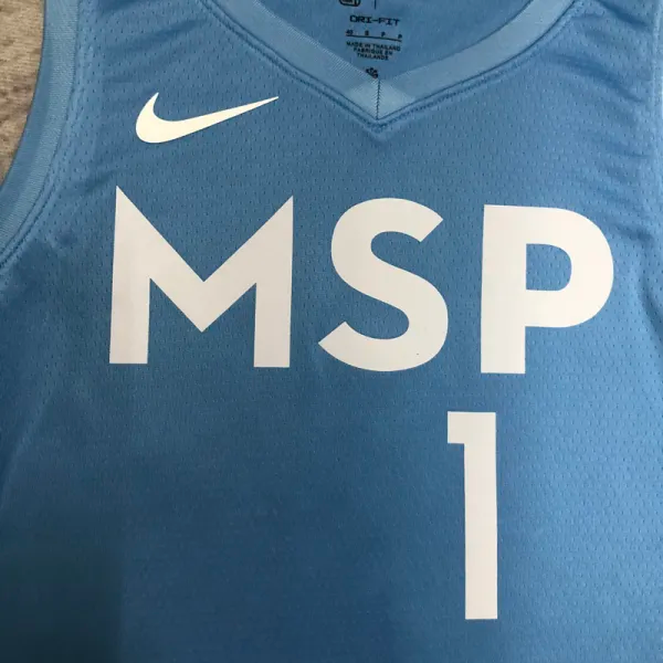 2019-20 Timberwolves EDWARDS #1 Sky Blue Retro Top Quality Hot Pressing NBA Jersey