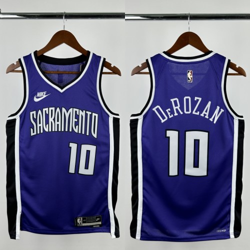 24-25 KINGS DEROZAN #10 Purple Retro Top Quality Hot Pressing NBA Jersey(V领）