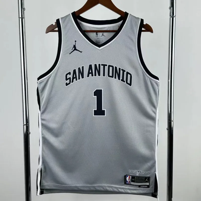 25-26 SA Spurs WEMBANYAMA #1 Grey Top Quality Hot Pressing NBA Jersey