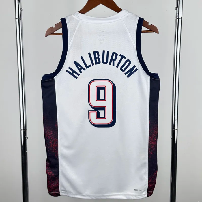 2024 Olympic Game USA HALIBURTON # 9 White Basketball Jersey