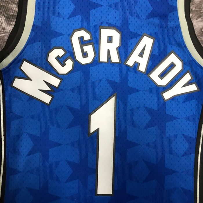 2001 Magic MCGRADY #01 Blue Retro Top Quality Hot Pressing NBA Jersey
