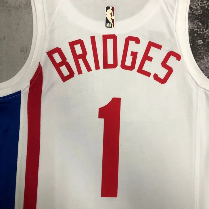 NETS BRIDGES #1 White Retro Top Quality Hot Pressing NBA Jersey
