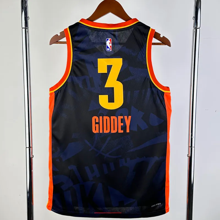 23-24 OKC Thunder GIDDEY #3 Dark Blue City Edition Top Quality Hot Pressing NBA Jersey