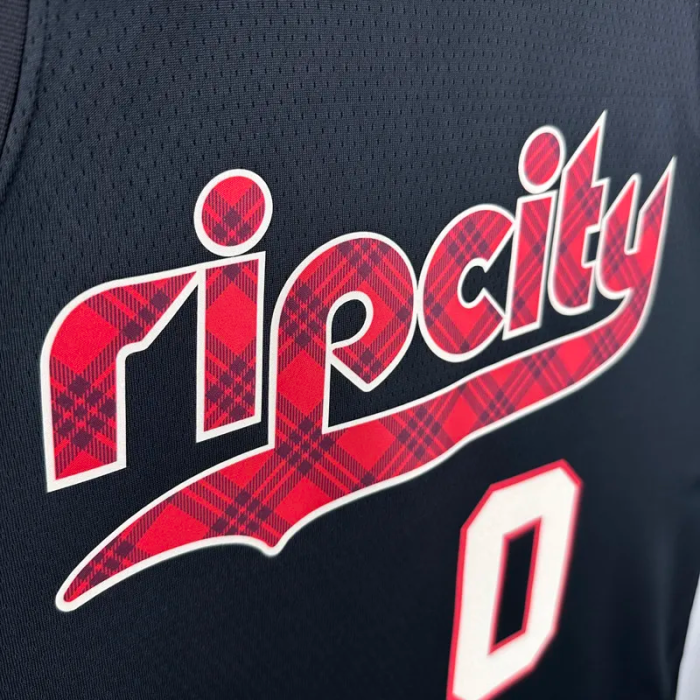 23-24 Trail Blazers LILLARD #0 Black City Edition Top Quality Hot Pressing NBA Jersey