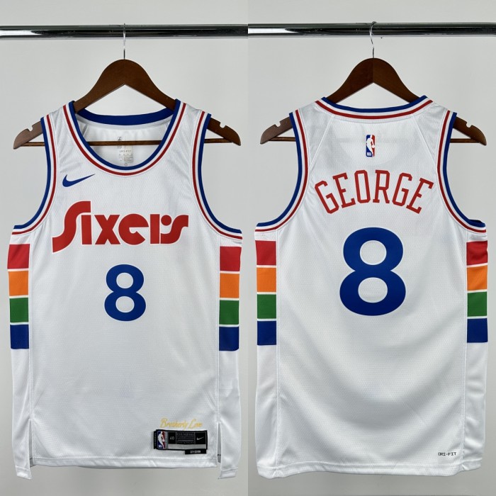 24-25 76ERS GEORGE #8 White City Edition Top Quality Hot Pressing NBA Jersey