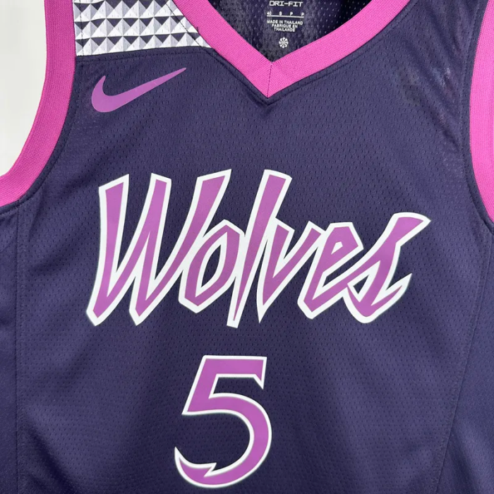 TIMBERWOLVES EDWARDS #5 Purple Black Top Quality Hot Pressing NBA Jersey