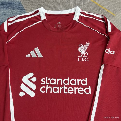 25-26 LIV Home Long Sleeve Fans Soccer Jersey