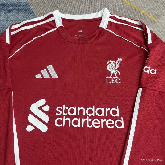 25-26 LIV Home Long Sleeve Fans Soccer Jersey