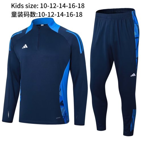 2024 AD Blue Kids Half Pull Tracksuit