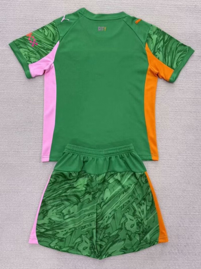 25-26 Man City Goalkeeper Kids Soccer Jersey