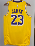 22-23 LAKERS JAMES #23 Yellow Top Quality Hot Pressing NBA Jersey(圆领)