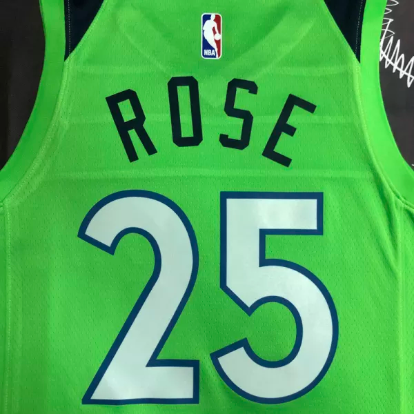 Timberwolves ROSE #25 Fluorescent Green Top Quality Hot Pressing NBA Jersey