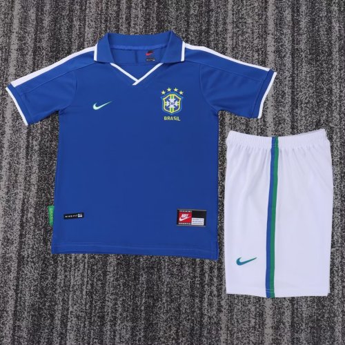 1997 Brazil Away Retro Kids Soccer Jersey