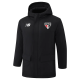 24-25 Sao Paulo Black Hooded Windbreaker Fabric Cotton Coat
