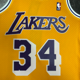 1997 LAKERS O’NEAL #34 Yellow Retro Top Quality Hot Pressing NBA Jersey