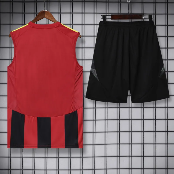 2025 AD Red Black Tank Top And Shorts Suit