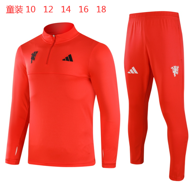 24-25 Man Utd High Quality Kids Half Pull Tracksuit