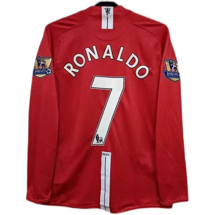 RONALDO 7 #2007-2008 Man Utd Home League Edition long sleeve Retro Soccer Jersey(联赛完整版)