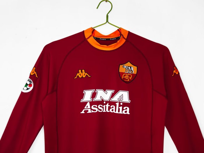 2000-2001 Roma Home Long Sleeve Retro Soccer Jersey