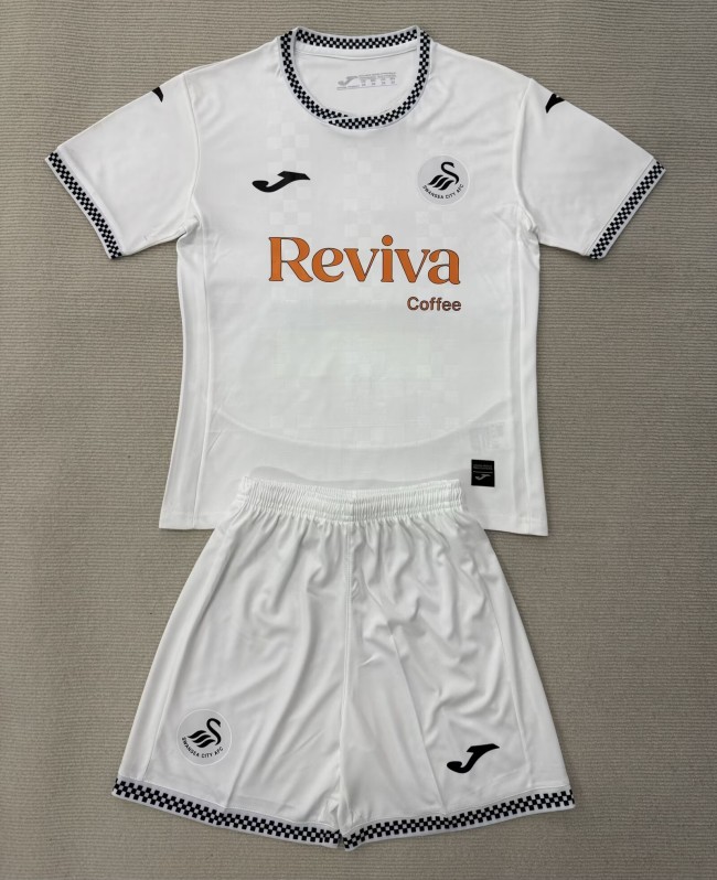 25-26 Swansea City Home Kids Soccer Jersey