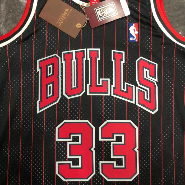 1996 BULLS PIPPEN #33 Black Retro Top Quality Hot Pressing NBA Jersey