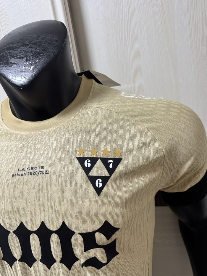 25-26 PSG Earthy Yellow Co-Signed Version Player Version Soccer Jersey 1:1 Thai Quality