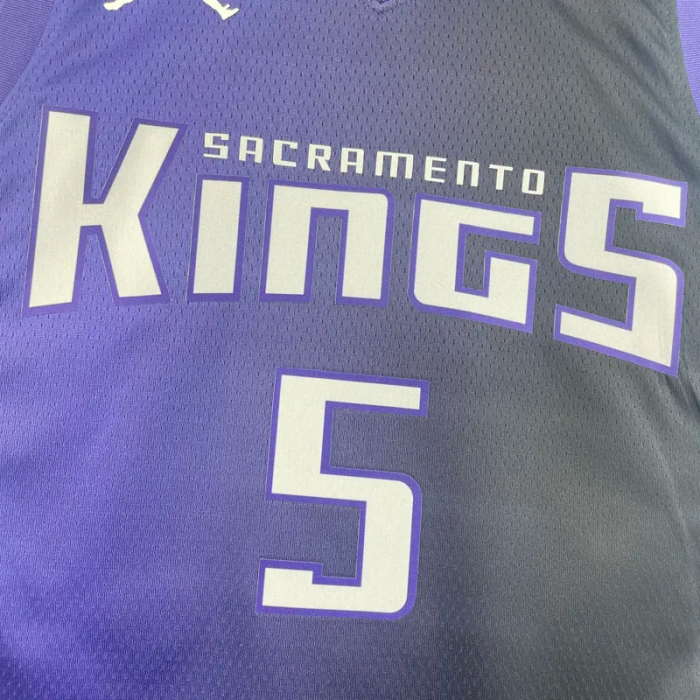 23-24 Kings FOX #5 Purple Top Quality Hot Pressing NBA Jersey (Trapeze Edition)飞人版