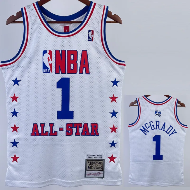 ALL-STAR McGRADY #1 White Top Quality Hot Pressing NBA Jersey
