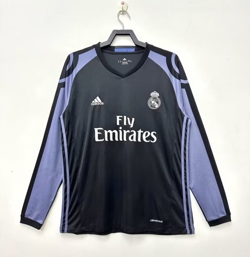 2016-2017 RMA Away Black Long sleeves Retro Soccer Jersey