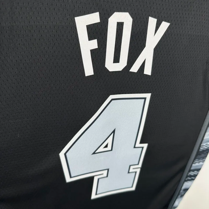 22-23 SA Spurs FOX #4 Black Top Quality Hot Pressing NBA Jersey (Trapeze Edition) 飞人版