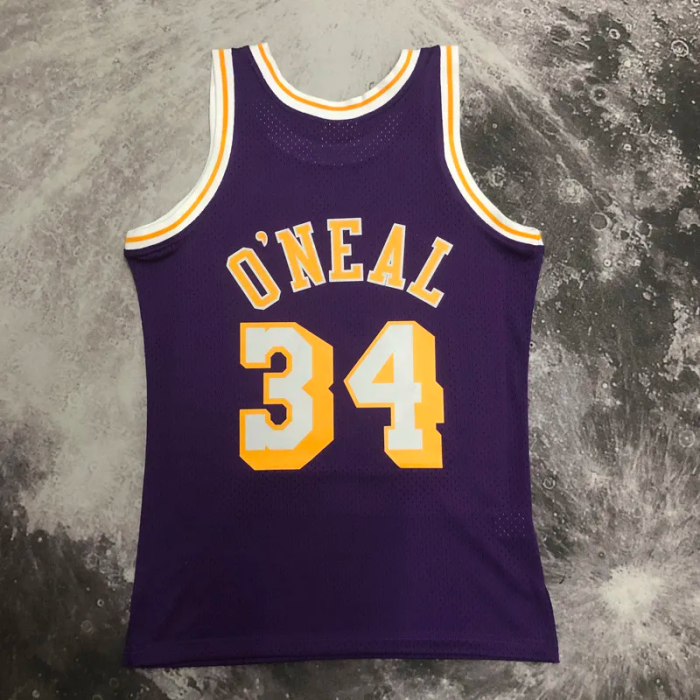1996-97 LAKERS O'NEAL #34 Purple Retro Top Quality Hot Pressing NBA Jersey(圆领）