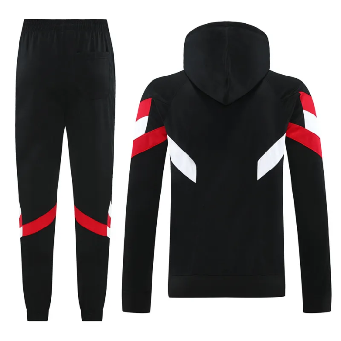 24-25 Man Utd Black Hoodie Tracksuit
