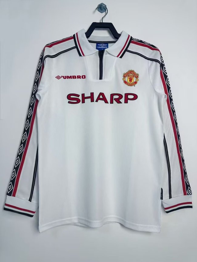 1998 Man Utd Commemorative Edition Long sleeves Retro Soccer Jersey