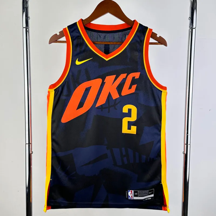 23-24 OKC Thunder GILGEOUS-ALEXANDER #2 Dark Blue City Edition Top Quality Hot Pressing NBA Jersey