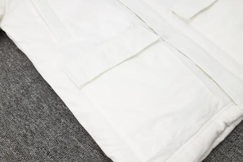 24-25 Sao Paulo White Hooded Windbreaker Fabric Cotton Coat