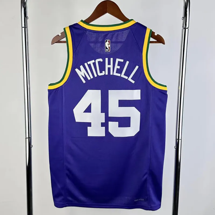 23-24 JAZZ MITCHELL #45 purple Top Quality Top Quality Hot Pressing NBA Jersey (Retro Logo)