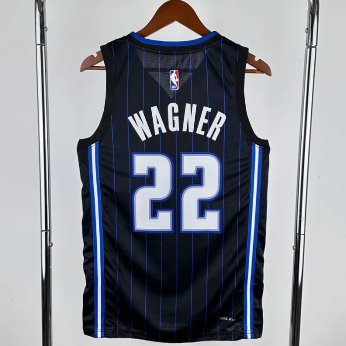 22-23 Magic WAGNER #22 Black Away Top Quality Hot Pressing NBA Jersey（黑色条纹）