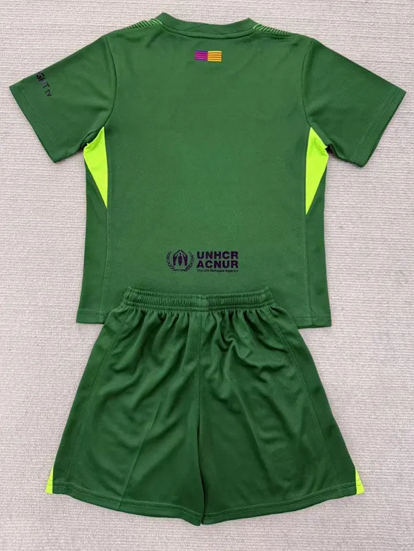 25-26 BAR Green Goalkeeper Kids Soccer Jersey