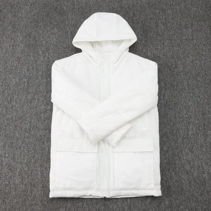 24-25 Sao Paulo White Hooded Windbreaker Fabric Cotton Coat