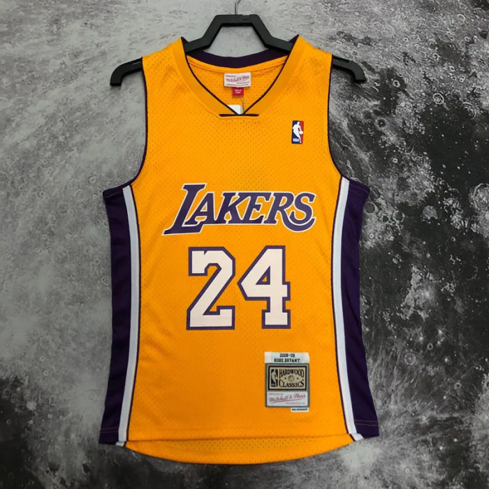 2009 LAKERS BRYANT #24 Yellow Retro Top Quality Hot Pressing NBA Jersey
