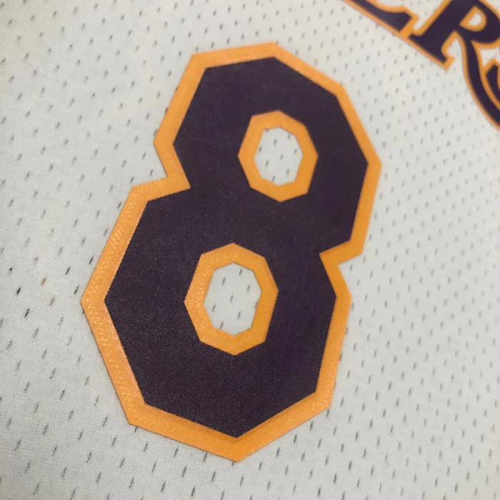 2003-04 LAKERS BRYANT #8 White Retro Top Quality Hot Pressing NBA Jersey
