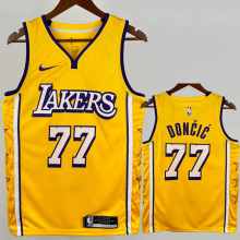 Lakers DONCIC #77 Yellow Top Quality Hot Pressing NBA Jersey(V领)